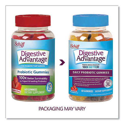 Digestive Advantage Probiotic Gummies, Strawberry, 60 Count (93617)