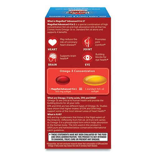 MegaRed Advanced 4-in-1 Omega-3 Softgel, 500 mg, 40 Count (98161)