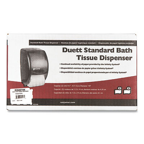 San Jamar Duett Classic Standard Toilet Tissue Dispenser, 2 Roll, 7.5 x 7 x 12.75, Black Pearl (R3500TBK)
