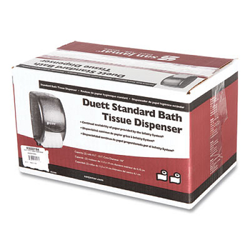 San Jamar Duett Classic Standard Toilet Tissue Dispenser, 2 Roll, 7.5 x 7 x 12.75, Black Pearl (R3500TBK)
