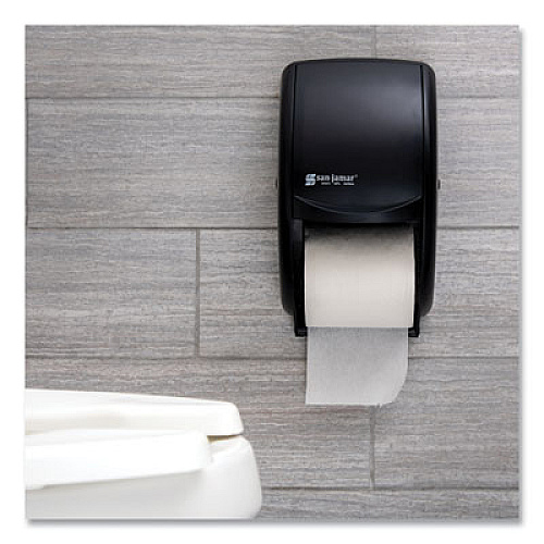 San Jamar Duett Classic Standard Toilet Tissue Dispenser, 2 Roll, 7.5 x 7 x 12.75, Black Pearl (R3500TBK)