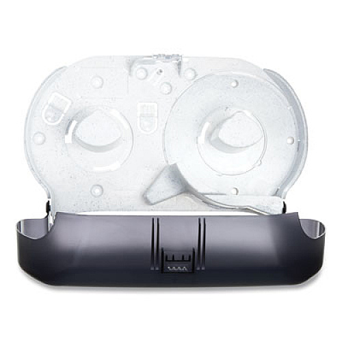 San Jamar Twin 9" Jumbo BathTissue Dispenser, Classic, 19 x 5.25 x 12, Transparent Black Pearl (R4000TBK)