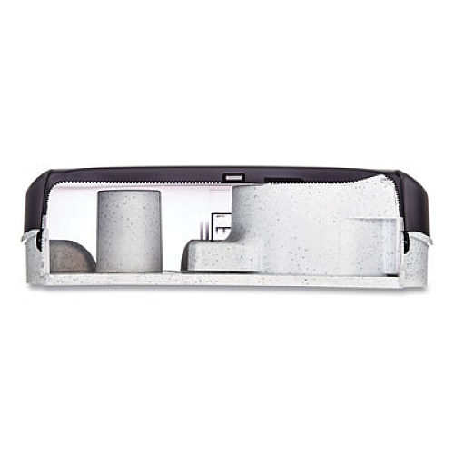 San Jamar Twin 9" Jumbo BathTissue Dispenser, Classic, 19 x 5.25 x 12, Transparent Black Pearl (R4000TBK)