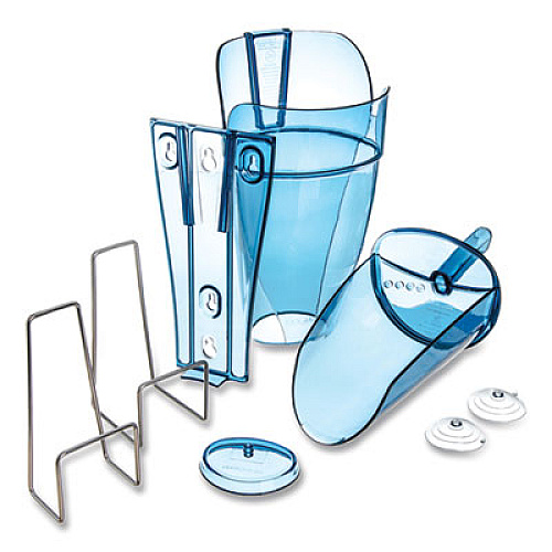 San Jamar Saf-T-Scoop and Guardian System for Ice Machines, 64 oz to 86 oz Ice Scoop, Transparent Blue (SI9000)