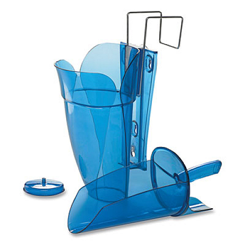 San Jamar Saf-T-Scoop and Guardian System for Ice Machines, 64 oz to 86 oz Ice Scoop, Transparent Blue (SI9000)