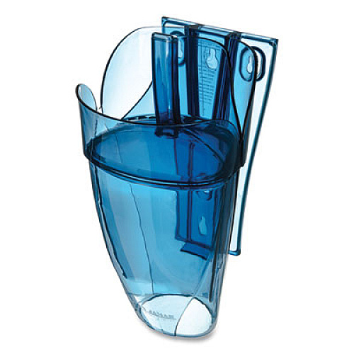 San Jamar Saf-T-Scoop and Guardian System for Ice Machines, 64 oz to 86 oz Ice Scoop, Transparent Blue (SI9000)