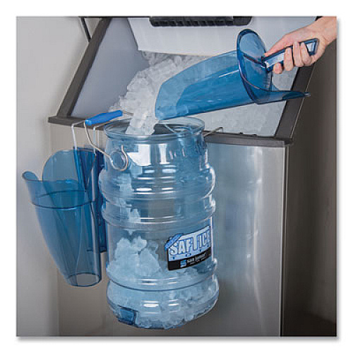 San Jamar Saf-T-Scoop and Guardian System for Ice Machines, 64 oz to 86 oz Ice Scoop, Transparent Blue (SI9000)