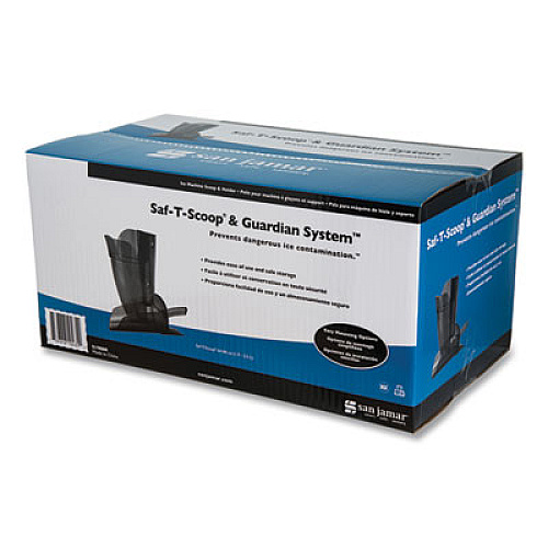 San Jamar Saf-T-Scoop and Guardian System for Ice Machines, 64 oz to 86 oz Ice Scoop, Transparent Blue (SI9000)