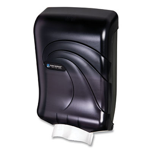 San Jamar Large Capacity Ultrafold Multifold/C-Fold Towel Dispenser, Oceans, 11.75 x 6.25 x 18, Transparent Black Pearl (T1790TBK)