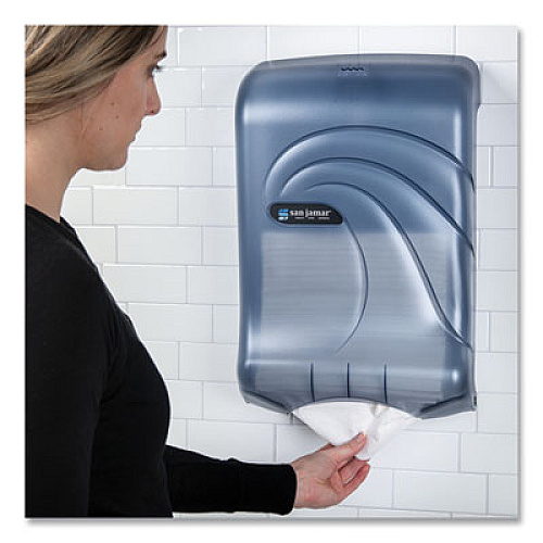 San Jamar Ultrafold Multifold/C-Fold Towel Dispenser, Oceans, 11.75 x 6.25 x 18, Arctic Blue (T1790TBL)