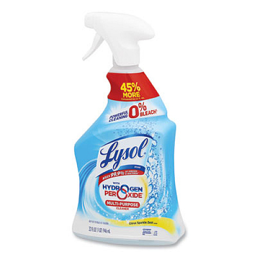 LYSOL Brand Multi-Purpose Hydrogen Peroxide Cleaner, Citrus Sparkle Zest, 32 oz Trigger Spray Bottle, 9/Carton (89289CT)