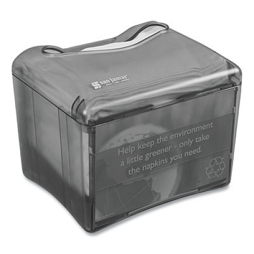 San Jamar Venue Napkin Dispenser with Advertising Inset, 6.5 x 6.13 x 6.9, Black (H4005TBK)