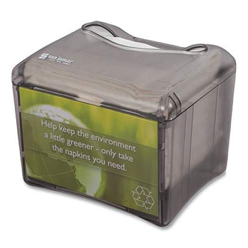 San Jamar Venue Napkin Dispenser with Advertising Inset, 6.5 x 6.13 x 6.9, Black (H4005TBK)