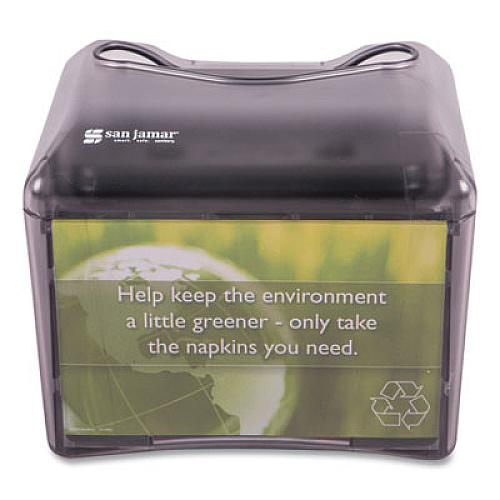 San Jamar Venue Napkin Dispenser with Advertising Inset, 6.5 x 6.13 x 6.9, Black (H4005TBK)