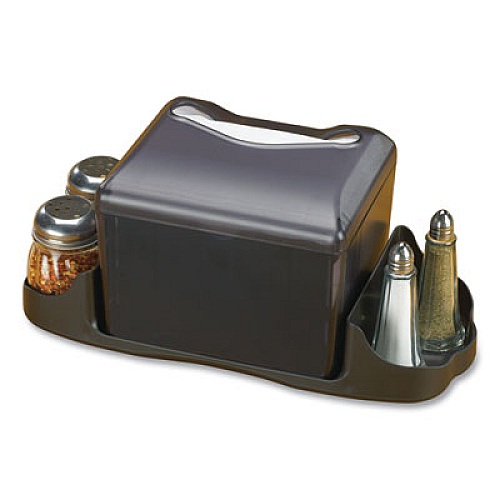 San Jamar Venue Napkin Dispenser with Advertising Inset, 6.5 x 6.13 x 6.9, Black (H4005TBK)