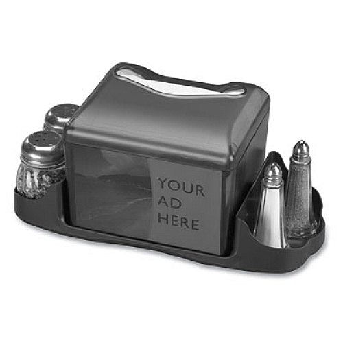 San Jamar Venue Napkin Dispenser with Advertising Inset, 6.5 x 6.13 x 6.9, Black (H4005TBK)