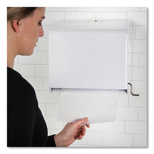 San Jamar Crank Roll Towel Dispenser, 11 x 8.5 x 10.5, White (T800WH)