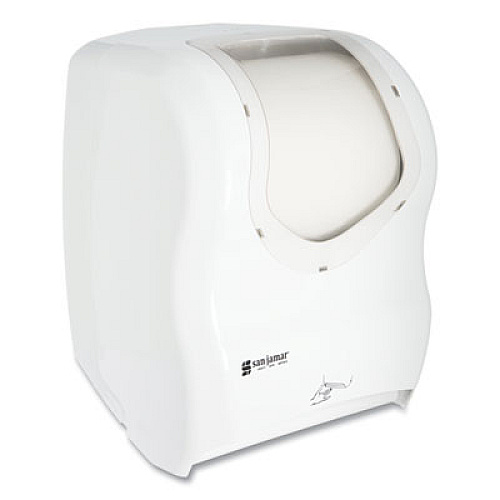 San Jamar Smart System with iQ Sensor Towel Dispenser, 16.5 x 9.75 x 12, White/Clear (T1470WHCL)