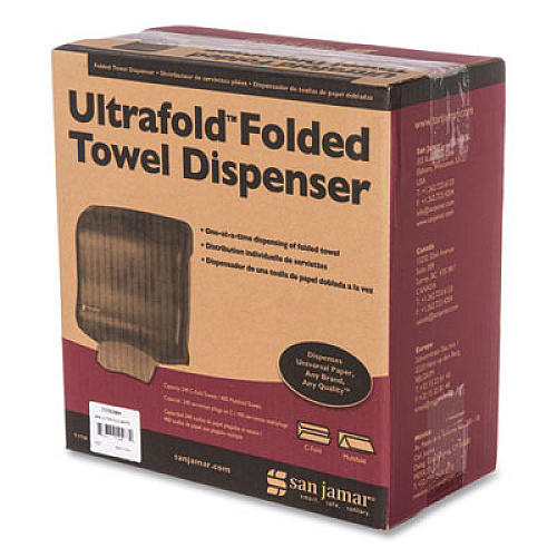 San Jamar Ultrafold Towel Dispenser for C-Fold/Multifold Towels, 11.5 x 6 x 11.5, White (T1750WH)