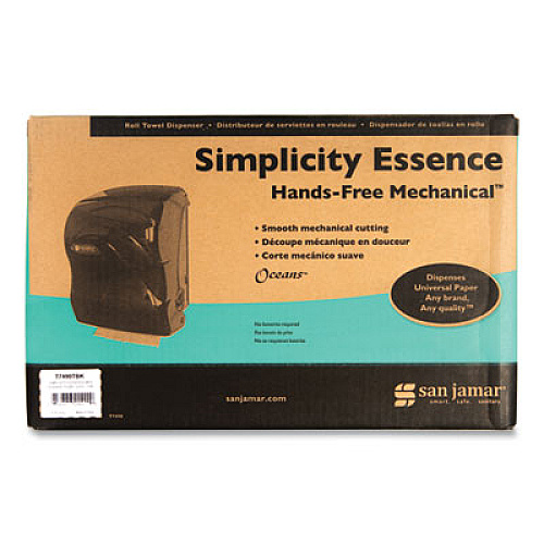 San Jamar Simplicity Mechanical Roll Towel Dispenser, 12.38 x 9.5 x 14.63, Black Pearl (T7490TBK)