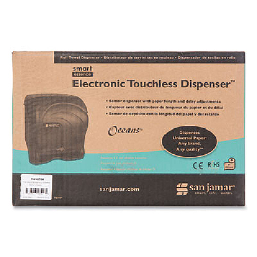 San Jamar Oceans Smart Essence Electronic Roll Towel Dispenser, 11.88 x 9.1 x 14.4, Black (T8490TBK)