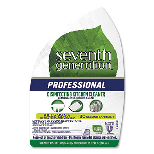 Seventh Generation Professional Disinfecting Kitchen Cleaner, Lemongrass Citrus, 32 oz Spray Bottle, 4/Carton (44981CT)