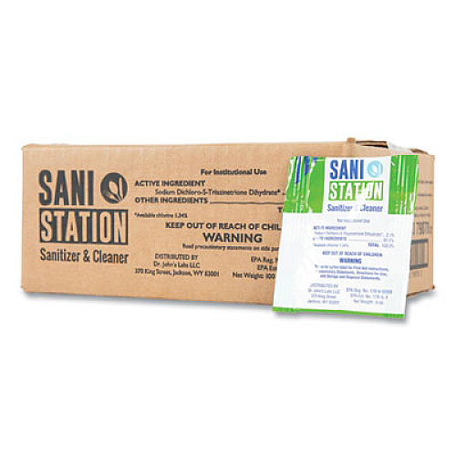 San Jamar Sani Station Hard Surface Cleaner Kit, 1 Spray Bottle, 1 Tube Chlorine Test Strips, 100 0.5 oz Packets (200105HSKIT)
