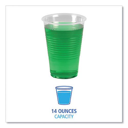 Boardwalk Translucent Plastic Cold Cups, 14 oz, 50/Sleeve, 20 Sleeves/Carton (TRANSCUP14CT)
