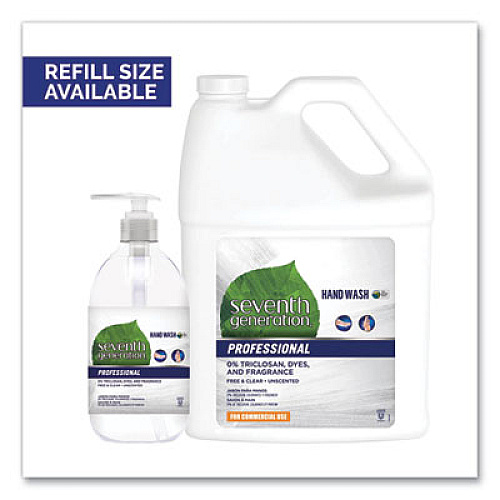 Seventh Generation Professional Natural Hand Wash, Free and Clean, Unscented, 12 oz Pump Bottle (44729EA)