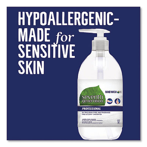 Seventh Generation Professional Natural Hand Wash, Free and Clean, Unscented, 12 oz Pump Bottle (44729EA)