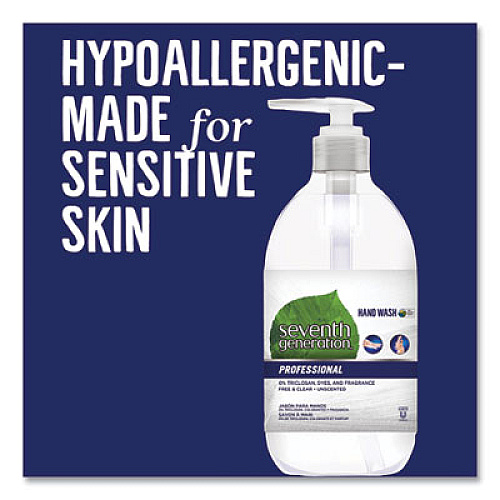 Seventh Generation Professional Natural Hand Wash, Free and Clean, Unscented, 12 oz Pump Bottle, 8/Carton (44729CT)