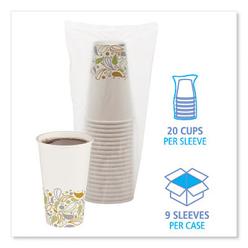 Boardwalk Convenience Pack Paper Hot Cups, 16 oz, Deerfield Print, 9 Cups/Sleeve, 20 Sleeves/Carton (BWKDEER16HCUPOP)