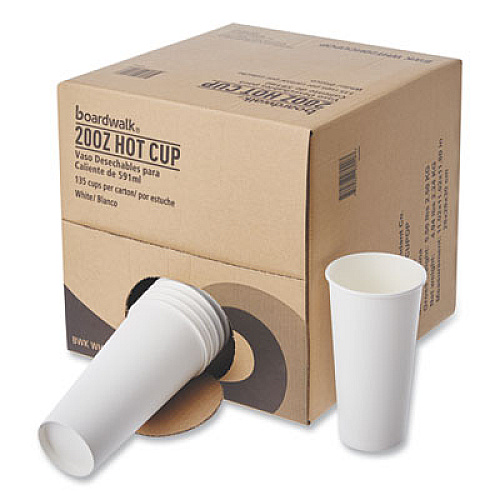 Boardwalk Convenience Pack Paper Hot Cups, 20 oz, White, 9 Cups/Sleeve, 15 Sleeves/Carton (BWKWHT20HCUPOP)