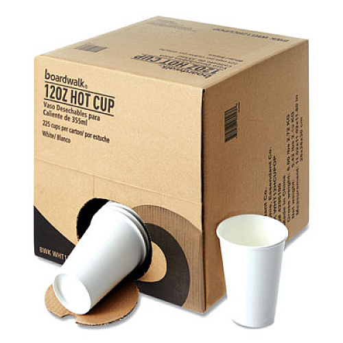 Boardwalk Convenience Pack Paper Hot Cups, 12 oz, White, 9 Cups/Sleeve, 25 Sleeves/Carton (BWKWHT12HCUPOP)