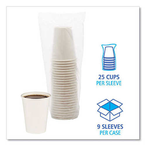Boardwalk Convenience Pack Paper Hot Cups, 12 oz, White, 9 Cups/Sleeve, 25 Sleeves/Carton (BWKWHT12HCUPOP)