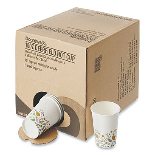 Boardwalk Convenience Pack Paper Hot Cups, 10 oz, Deerfield Print, 9 Cups/Sleeve, 29 Sleeves/Carton (BWKDEER10HCUPOP)