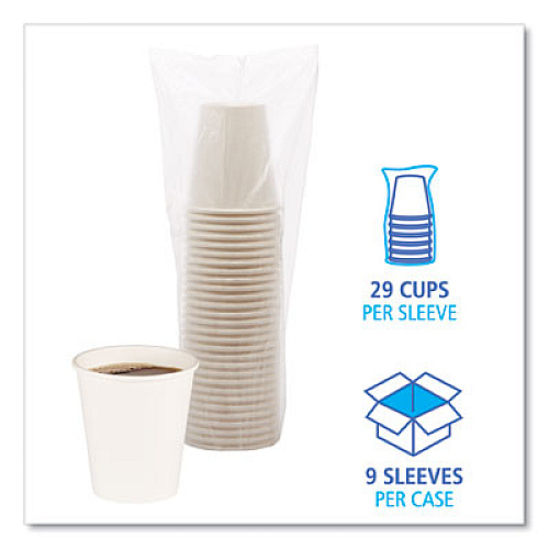 Boardwalk Convenience Pack Paper Hot Cups, 10 oz, White, 9 Cups/Sleeve, 29 Sleeves/Carton (BWKWHT10HCUPOP)