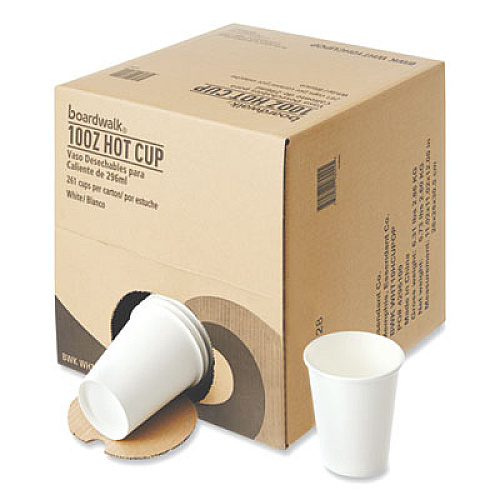 Boardwalk Convenience Pack Paper Hot Cups, 10 oz, White, 9 Cups/Sleeve, 29 Sleeves/Carton (BWKWHT10HCUPOP)