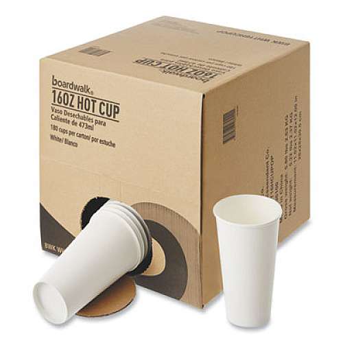 Boardwalk Convenience Pack Paper Hot Cups, 16 oz, White, 9 Cups/Sleeve, 20 Sleeves/Carton (BWKWHT16HCUPOP)