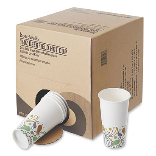 Boardwalk Convenience Pack Paper Hot Cups, 16 oz, Deerfield Print, 9 Cups/Sleeve, 20 Sleeves/Carton (BWKDEER16HCUPOP)