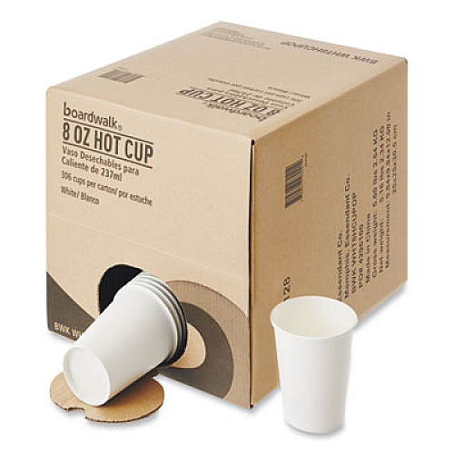 Boardwalk Convenience Pack Paper Hot Cups, 8 oz, White, 9 Cups/Sleeve, 34 Sleeves/Carton (BWKWHT8HCUPOP)