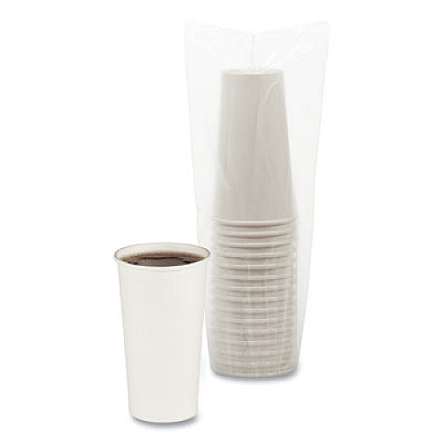 Boardwalk Convenience Pack Paper Hot Cups, 20 oz, White, 9 Cups/Sleeve, 15 Sleeves/Carton (BWKWHT20HCUPOP)
