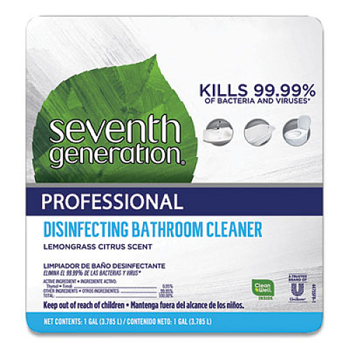 Seventh Generation Professional Disinfecting Bathroom Cleaner, Lemongrass Citrus, 1 gal Bottle, 2/Carton (44755CT)