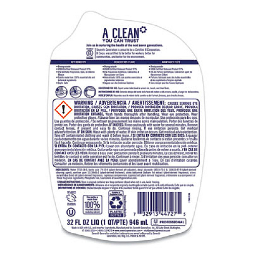 Seventh Generation Professional Toilet Bowl Cleaner, Empress Cypress and Fir, 32 oz Bottle (44727EA)