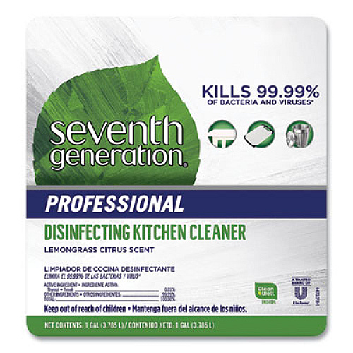 Seventh Generation Professional Disinfecting Kitchen Cleaner, Lemongrass Citrus, 1 gal Bottle, 2/Carton (44752CT)