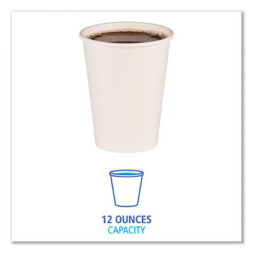 Boardwalk Paper Hot Cups, 12 oz, White, 50/Sleeve, 20 Sleeves/Carton (WHT12HCUP)