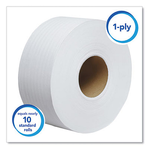 Scott Essential JRT Jumbo Roll Bathroom Tissue, Septic Safe, 1-Ply, 3.55" x 2,000 ft, White, 12 Rolls/Carton (07223)