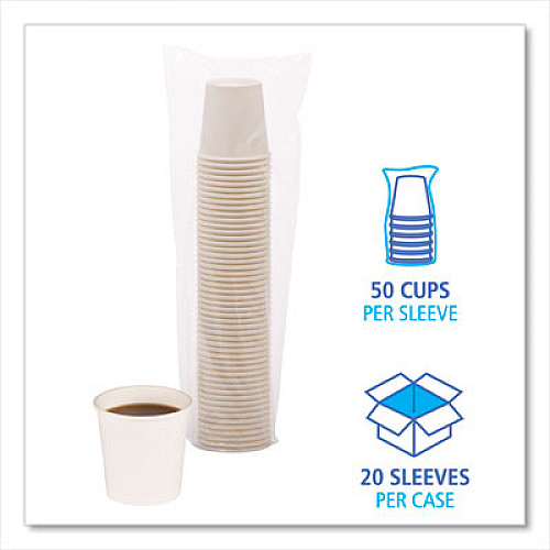 Boardwalk Paper Hot Cups, 4 oz, White, 50/Sleeve, 20 Sleeves/Carton (WHT4HCUP)