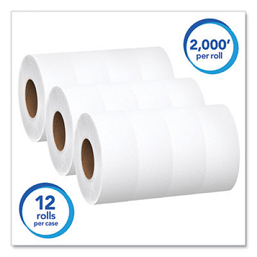 Scott Essential JRT Jumbo Roll Bathroom Tissue, Septic Safe, 1-Ply, 3.55" x 2,000 ft, White, 12 Rolls/Carton (07223)