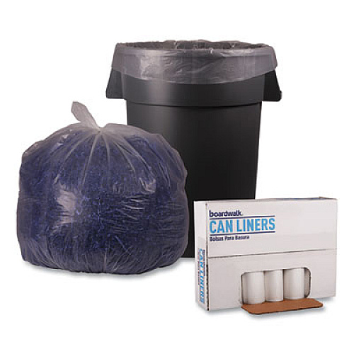 Boardwalk Recycled Low-Density Polyethylene Can Liners, 45 gal, 1.1 mil, 40" x 46", Clear, Perforated, 10 Bags/Roll, 10 Rolls/Carton (531)
